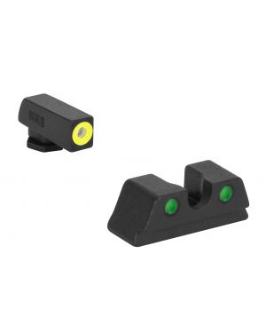 ML40220Y HYPER-BRIGHT FOR GLOCK 42, 43, 43X AND 48 PISTOLS FRONT YELLOW RING/ REAR GREEN