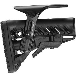M4/AR-15 Stock with Adjustable Cheek Riser, Battery Storage & Rubber Buttpad - Black