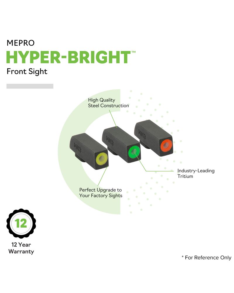 MEPROLIGHT Hyper-Bright Self Illuminated Fixed Night Sight Front Compatible with Glock 9/357SIG/40/45GAP 